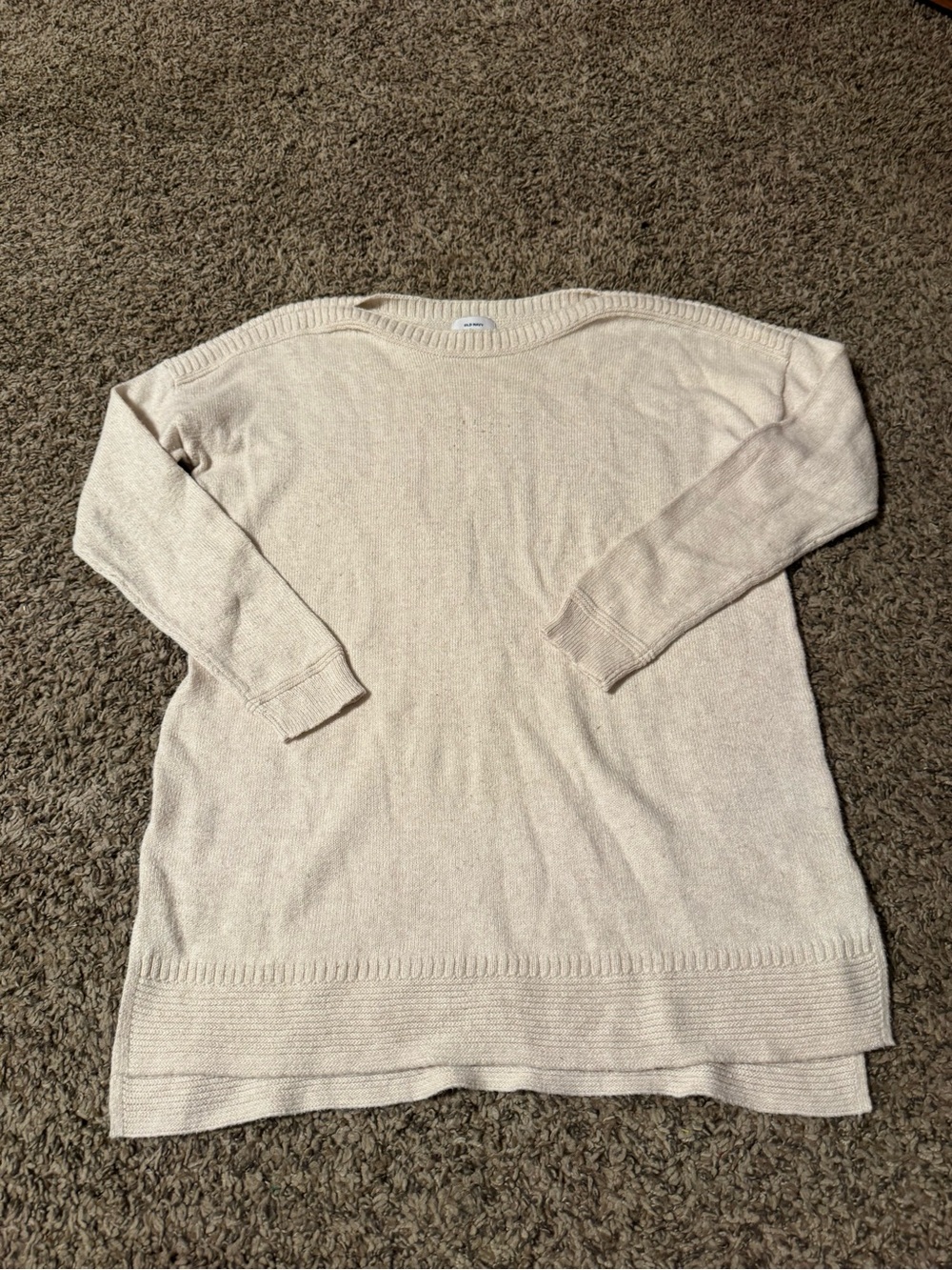 Old Navy Light Cream Scoopneck Knit Sweater